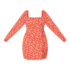 Plus Robe Rouge Moulante Fendue à Imprimé Petites Fleurs Et Lien à Nouer -Jolie Vêtue Soldes Magasin 969d3b6aaae6dfca8681282beecbfa8f5e45a369 CMG8973 3