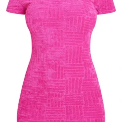 Robe Moulante En éponge Rose Vif Imprimé Abstrait à Mancherons -Jolie Vêtue Soldes Magasin 96a9f177d8db32fcb8fb2884012368576a267a2d cmz2276 6