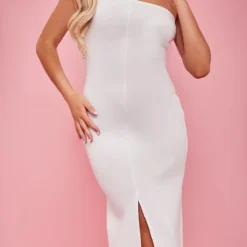 Robe Mi-longue Bustier En Néoprène Blanche à Détail Coutures -Jolie Vêtue Soldes Magasin 96de10d17a6338629b19edd5abf30c9730e624fc cnd9029 4