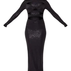 Tall Robe Mi-longue Noire à Sequins Et Découpes Devant -Jolie Vêtue Soldes Magasin 96e5e06308fbc34df24603a865bc98a3f2446c6c cna9645 5