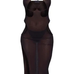 Robe Longue En Maille Tricot Transparente Noire Découpée -Jolie Vêtue Soldes Magasin 970e6505054e2b52a0fedb747168b46ebe70cc2d cmw8528 6