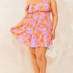 Plus Robe Droite En Popeline Orange Fleurie Froncée -Jolie Vêtue Soldes Magasin 972430a9aaf6cab6000f0f4ab32c1bc834238b3f cne4146 3