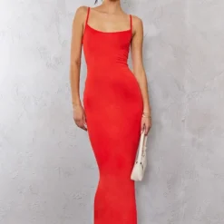 Logic Tall Robe Longue En Jersey Orange à Bretelles