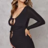 Maternité Mini Robe De Grossesse Moulante Noire Découpée -Jolie Vêtue Soldes Magasin 97f4c4bc89aad48e37caa5ed2445daaf6608a5a4 cmw4591 1