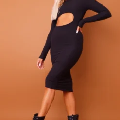 Logic Petite Robe Côtelée Découpée Noire à Manches Longues -Jolie Vêtue Soldes Magasin 97ffeff03f5e08d2c5f7b2bc36259d3df079b7b9 cnb2906 3