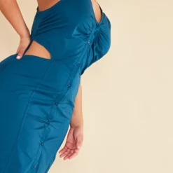 Plus Robe Chemise Mi-longue Sans Manche En Popeline Bleu Pétrole -Jolie Vêtue Soldes Magasin 986a17786dffa2f5e2c33d273cc631799e28ed37 cnc9717 4