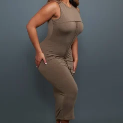 Shape Robe Mi-longue Sans Manches En Jersey Kaki à Détails Contours Et Coutures -Jolie Vêtue Soldes Magasin 98b847e45f71a5f004bc714b10fe42ecf1d5f28b cnc8751 3