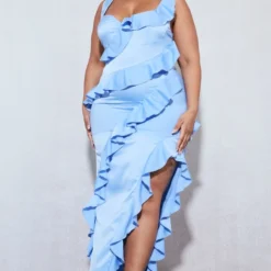 Plus Robe Longue Satinée Bleue à étages -Jolie Vêtue Soldes Magasin 98cf59e81e9b33c1ecdd475144ec6c8877fdf3b6 cnd4827 3