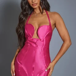 Petite Mini Robe Satinée Rose à Corset -Jolie Vêtue Soldes Magasin 9901d9da22ec0cc52a4d7ad1c3464da1530eb05d cnd0140 1