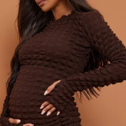 Maternité Robe Longue De Grossesse En Maille Bulle Chocolat Texturée -Jolie Vêtue Soldes Magasin 990fa65be3a3ee109230c7ba292e4f9a45187969 cnb3084 4
