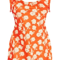 Robe Droite Satinée Fleurie Rouge à Volants Et Dos échancré -Jolie Vêtue Soldes Magasin 9914f88385a2b6e7eb5934790d1b63656f02bc1f cne1449 5