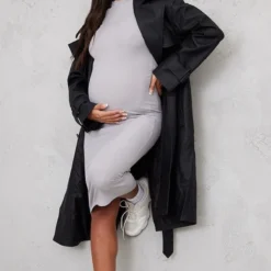 Maternité Robe De Grossesse Mi-longue Gris Chiné Côtelée à Col Rond -Jolie Vêtue Soldes Magasin 99317b2cba3a550cc887efc4d23f8493c4b8d195 cnd0533 3