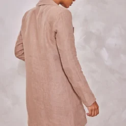 Robe Blazer Effet Lin Beige à Détail Poches -Jolie Vêtue Soldes Magasin 9967cd7ed6e241e7c1b2f8b6f1603bf8a235ed5c cne1550 2