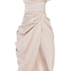 Petite Robe Mi-longue Satinée Champagne à épaules Dénudées Et Jupe Drapée -Jolie Vêtue Soldes Magasin 99a3f8ff05807d666f8d3ca0023c113bd1a80413 cmv0983 6