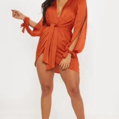 Robe Portefeuille Rouille Satinée Torsadée Devant 9 Robe Portefeuille Rouille Satinée Torsadée Devant -Jolie Vêtue Soldes Magasin 99ad251db2d0e4baee6987139dee88501481b37f cly7292 4