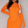 Shape Mini Robe Texturée Effet Bulle Orannge à Découpes Dans Le Dos