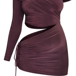 Robe Asymétrique Très Moulante Froncée Chocolat Drapée à Col Bardot -Jolie Vêtue Soldes Magasin 9a8c7f66e80fc0a004a050ff28f58af395f0de35 cnc7786 5
