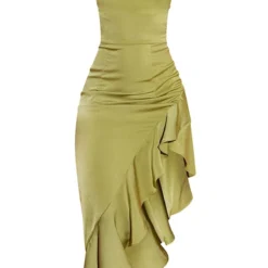 Pure Robe Longue Verte Satinée à Dos Lacé Et Ourlet Volanté -Jolie Vêtue Soldes Magasin 9a8e6bc38b4ae9d0cde30b065d564221e820b43c cmy2016 6