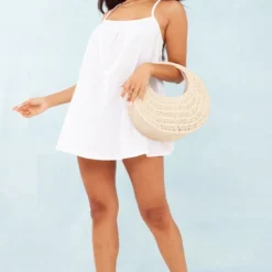 Petite Robe Babydoll En Coton Et Mousseline De Soie Blanche