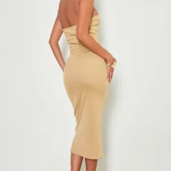 Robe Mi-longue Bustier Côtelée Camel à Armatures -Jolie Vêtue Soldes Magasin 9aabedb309fbb57f5ba76d54c8e43bfc47a8569c cnd2293 2