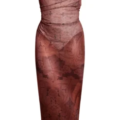 Plus Robe Longue En Mesh Marron Clair à Imprimé Fleuri Et Col Bénitier -Jolie Vêtue Soldes Magasin 9af0be9c3b0f0eacddc69d12755ec9aeac212319 cne1023 5