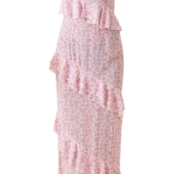 Robe Longue En Mousseline De Soie Rose Fleurie Et Volants -Jolie Vêtue Soldes Magasin 9af33bf8b681634fb50dee8e6482053ce35c5ff6 cnd7600 5