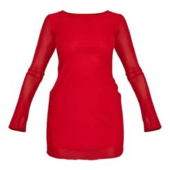 Mini Robe Rouge à Manches Longues En Mesh -Jolie Vêtue Soldes Magasin 9b3601ce9c6f067fcd4655d488d6d8ec29b01d49 cnc7064 5