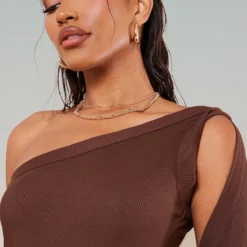 Robe Asymétrique Moulante Côtelée Marron Chocolat -Jolie Vêtue Soldes Magasin 9b3a6c5774fcf2ffb0fd69efd52002776ecc3ccb cnc2642 5