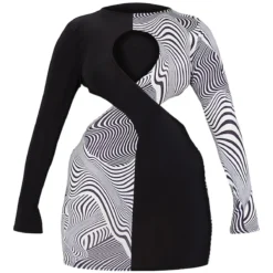 Shape Robe Moulante Imprimé Tourbillons Noir & Blanc à Parties Contrastantes Et Détail Croisé -Jolie Vêtue Soldes Magasin 9b486c54900028ee357c70026f98ccd6de60872f cmu8853 6