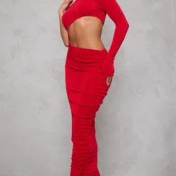 Robe Asymétrique Longue Moulante Rouge En Acétate Découpé -Jolie Vêtue Soldes Magasin 9b64d335ff77f490b8193849fdec2ca61679bd6d cnb5155 3
