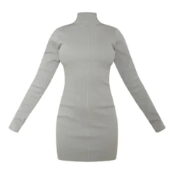 Robe Moulante Très Côtelée Vert Sauge Kaki à Col Montant Et Ouverte Au Dos -Jolie Vêtue Soldes Magasin 9c0d541708225858ca151743d3f3b808b608751c cna3071 5