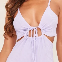 Robe Moulante Côtelée Lilas Découpée à Bretelles -Jolie Vêtue Soldes Magasin 9c6e0e2c661c908ce310bfe6693587136fcd711a cmy7270 5