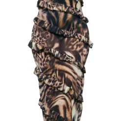 Plus Robe Longue Asymétrique Marron Imprimée Léopard à Volants -Jolie Vêtue Soldes Magasin 9c7c13d2307a5058e18939219997e148e668b7ab cnd4866 5