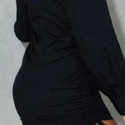 Robe Chemise Ajustée Noire Froncée Sur Le Côté -Jolie Vêtue Soldes Magasin 9c7f21492a41ac153a8ec671f91a3a929d426647 cmt6176 5