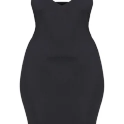 Logic Plus Robe Mi-longue Côtelée Noir ébène Très Décolletée -Jolie Vêtue Soldes Magasin 9cf0919698feae3e853e2041725bb420308d6a7f CLZ8485 3