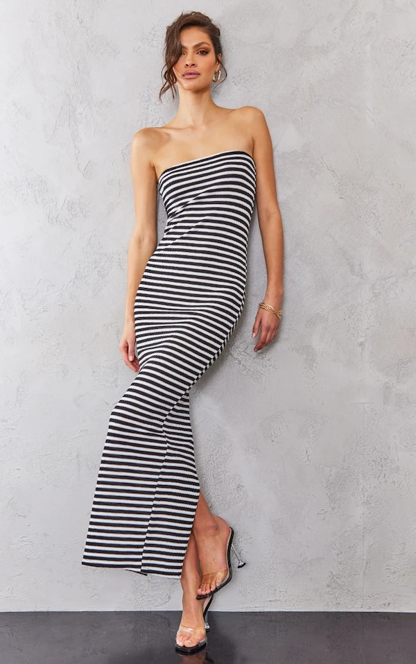 Tall Robe Longue Bustier Noire à Rayures 3 Tall Robe Longue Bustier Noire à Rayures