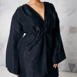 Plus Robe Droite Cache-coeur Noire Pailletée Torsadée Devant -Jolie Vêtue Soldes Magasin 9cfd78b51d91b2b6663c9f055068ec363db006f5 cna8280 3