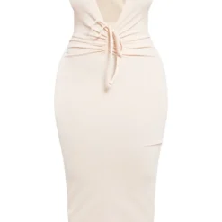 Shape Robe Mi-longue Côtelée Douce Gris Pierre Froncée à Décolleté -Jolie Vêtue Soldes Magasin 9d1045242acf5a517cf99b77c29275b285085304 cnb7703 5