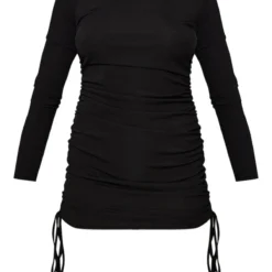 Robe Moulante Très Côtelée Noire à Côté Froncé -Jolie Vêtue Soldes Magasin 9d242da7e529acb13f3c164fee52fd7e25dabe8d cnd2181 5