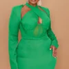 Label PLT Plus Robe Moulante Vert Vif Croisée Devant à Détail Corset -Jolie Vêtue Soldes Magasin 9d46800985f73cb5c0b3f43bd44fd7d7cbaec2cd cmw4019 1