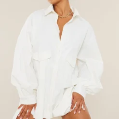 Robe Chemise Oversize En Maille Sergée Blanche à Ourlet élimé Et Boutons -Jolie Vêtue Soldes Magasin 9e5859d574d5dd11b2793dee00fa91206c0c130d cna3025 3