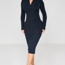 Petite Robe Mi-longue Noire Côtelée Brossée -Jolie Vêtue Soldes Magasin 9e69995c077418f5e28c49c78025f0389899b079 cnb2827 3