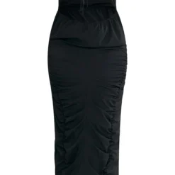 Plus Robe Mi-longue Froncée Découpée Noire -Jolie Vêtue Soldes Magasin 9f2d11f72b1572a68d389e71139c05ccf72a3f9d cnc9698 5