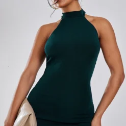 Robe Longue Moulante En Acétate Vert émeraude à Col Montant Et Dos Nu Echancré -Jolie Vêtue Soldes Magasin 9f34d6ddd45121cd74f8fe393288e0fb9643ac32 cnc7620 4