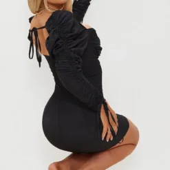 Robe Moulante Tissée Noire à Manches Longues Et Bonnets Froncés -Jolie Vêtue Soldes Magasin 9f3e00dac02a23d6f8af87e847f7126db9053457 CMW3758 3