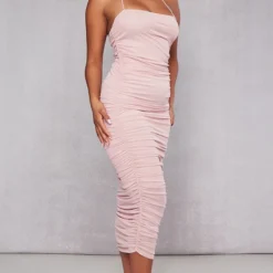 Robe Longue En Mesh Très Froncé Rose Croisée Sur Le Cou -Jolie Vêtue Soldes Magasin 9f8e5ec19a8823a7df48d2c62daed11d29aa4213 cnc6216 3