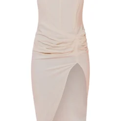 Robe Mi-longue Fendue Crème à Corset Structuré -Jolie Vêtue Soldes Magasin 9fb985d982ad393580f48c4402eec7df66197371 cmy6060 6