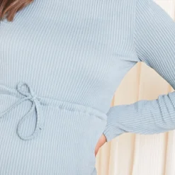 Maternité Mini-robe De Grossesse Bleu Acier à Nouer Sur La Taille -Jolie Vêtue Soldes Magasin 9fca164c348376c879b18ea31006b7d13193469c cmp6558 5