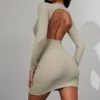Robe Moulante Douce Sable Pâle Découpée Dans Le Dos -Jolie Vêtue Soldes Magasin 9fe7b147ed086042b0585764813e9f091fac52f5 cnd1308 1