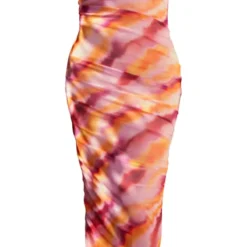 Robe Bustier Longue En Mesh Rose Froncée à Imprimé Abstrait -Jolie Vêtue Soldes Magasin 9feb132aeb234aedfe4a1e51e3dfee58a60a9b51 cne4890 5